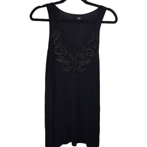 Y2K Vintage Mossimo Target Black Gold‎ Tank Zipper Ruffle Medium Women
